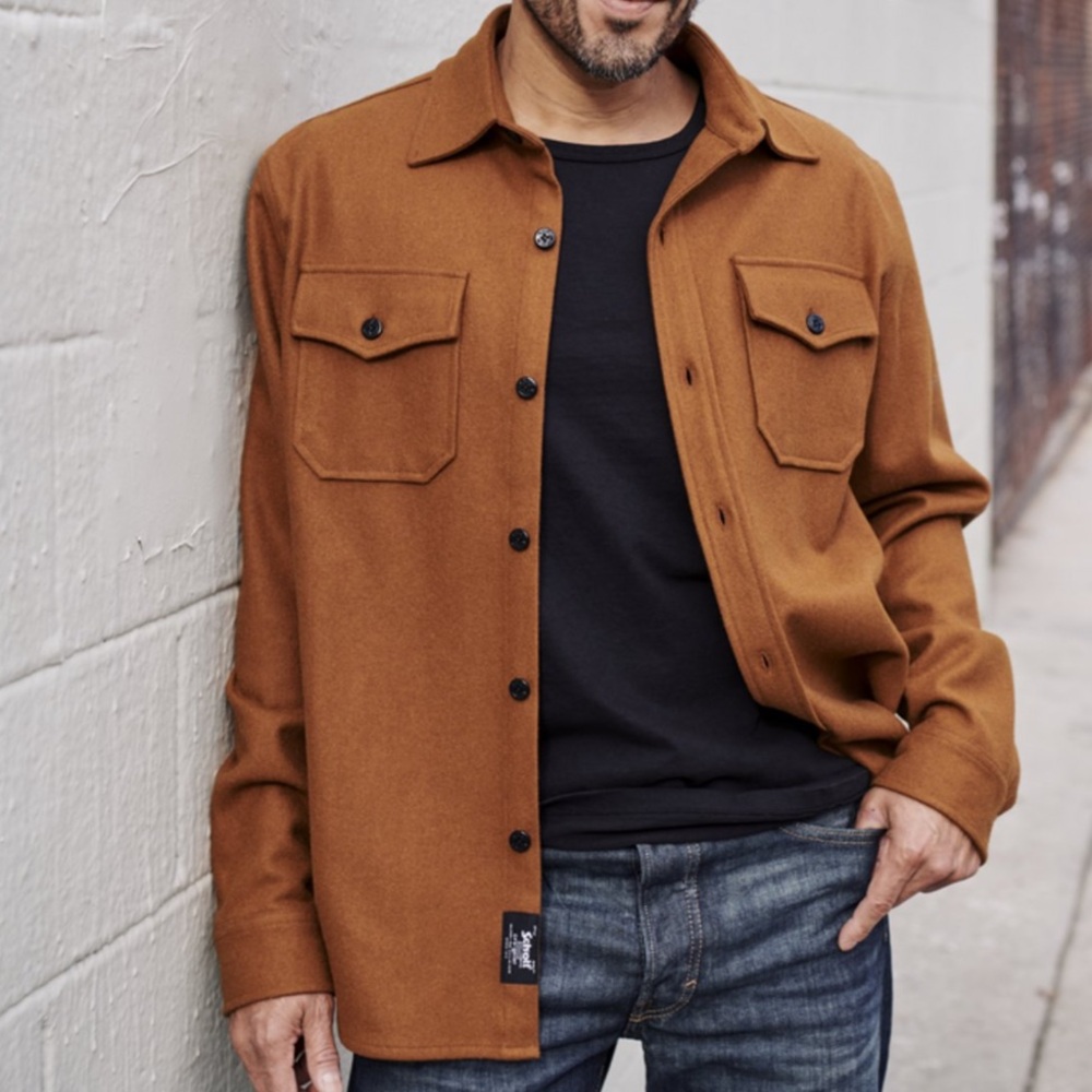 Schott NYC CPO Wool Shirt Jacket Coyote Brown Military Utility‎
